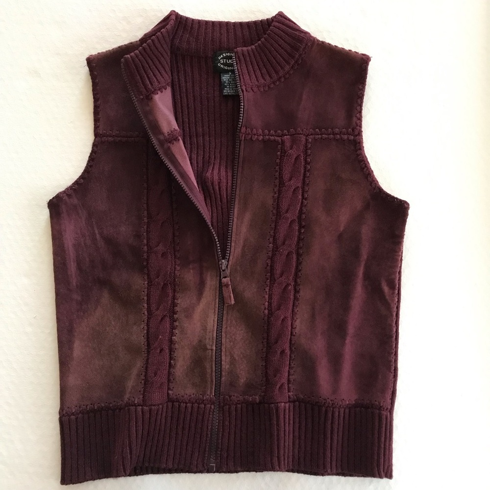 True Vintage Zip Up Leather Suede Vest
